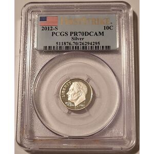 2012 S Silver Roosevelt Dime Proof PR70 DCAM PCGS First Strike
